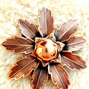 100% Copper, Native American Floral Brooch vintage early '60's.